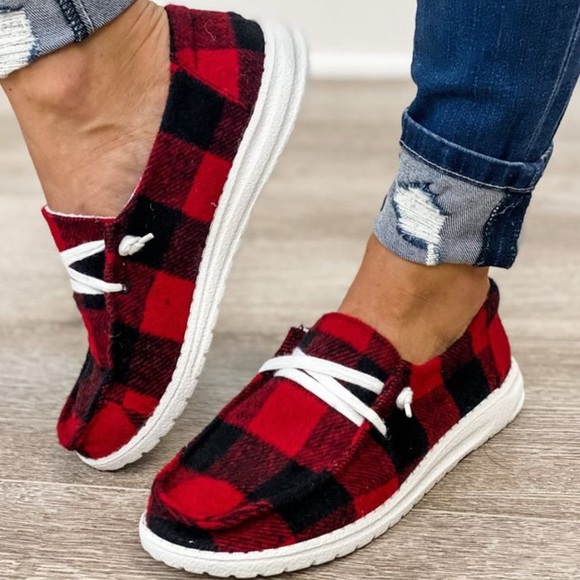 👟 2 For $60 Gypsy Jazz Plaid Sneakers - Picture 1 of 9